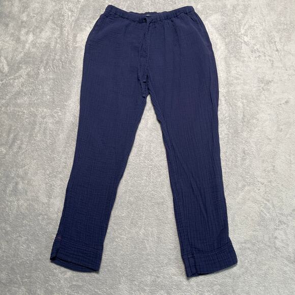 Xirena Pants Small Blue Cotton Textured Casual Breathable Coastal Drawstring - Picture 1 of 9